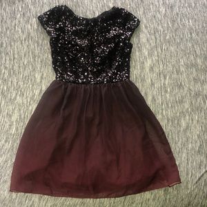 Maroon sequined cocktail dress